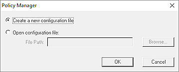 Screen shot of the WSM Policy Manager New Configuration dialog box