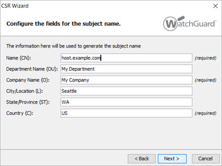 Certificate Request Wizard のスクリーンショット