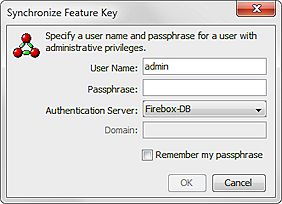 Screen shot of the Synchronize Feature Key dialog box