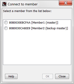 Screen shot of the Connect to member dialog box