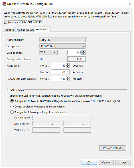 DNS 設定のスクリーンショット