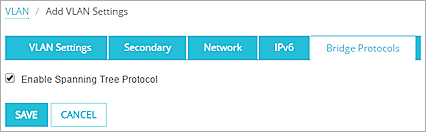 VLAN のスパニング ツリー設定のスクリーンショット