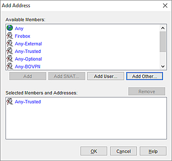 Screen shot of the Add Address dialog box