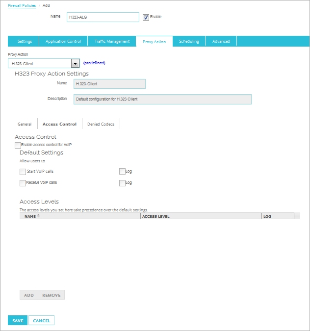 Screen shot Access Control settings