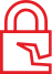 Icona del lucchetto rosso con una sezione spezzata in basso a destra