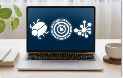 WatchGuard Security Service icons arranged next to each other on a laptop screen