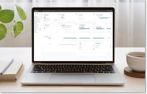 WatchGuard Cloud dashboard showing on a laptop screen 