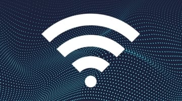 White Wi-Fi symbol on a curved dot patterned background