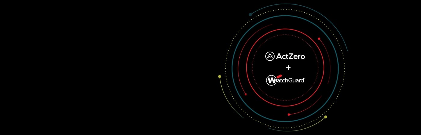 ActZero logo above WatchGuard logo in red and blue circles